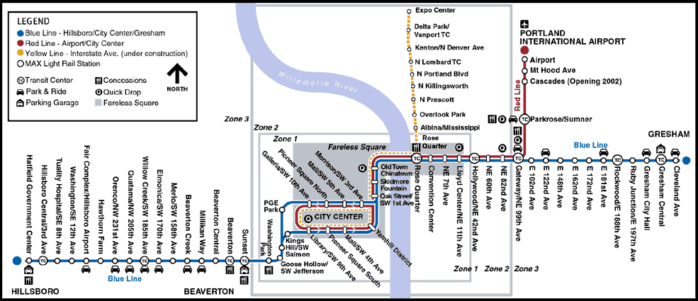 TriMet MAX Light Rail Route Map